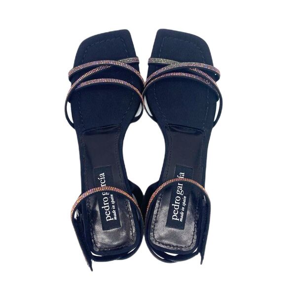 Pedro Garcia Inna Crystal Wedge Sandal in Black Swarovski Crystals Size 6 - Picture 10 of 15